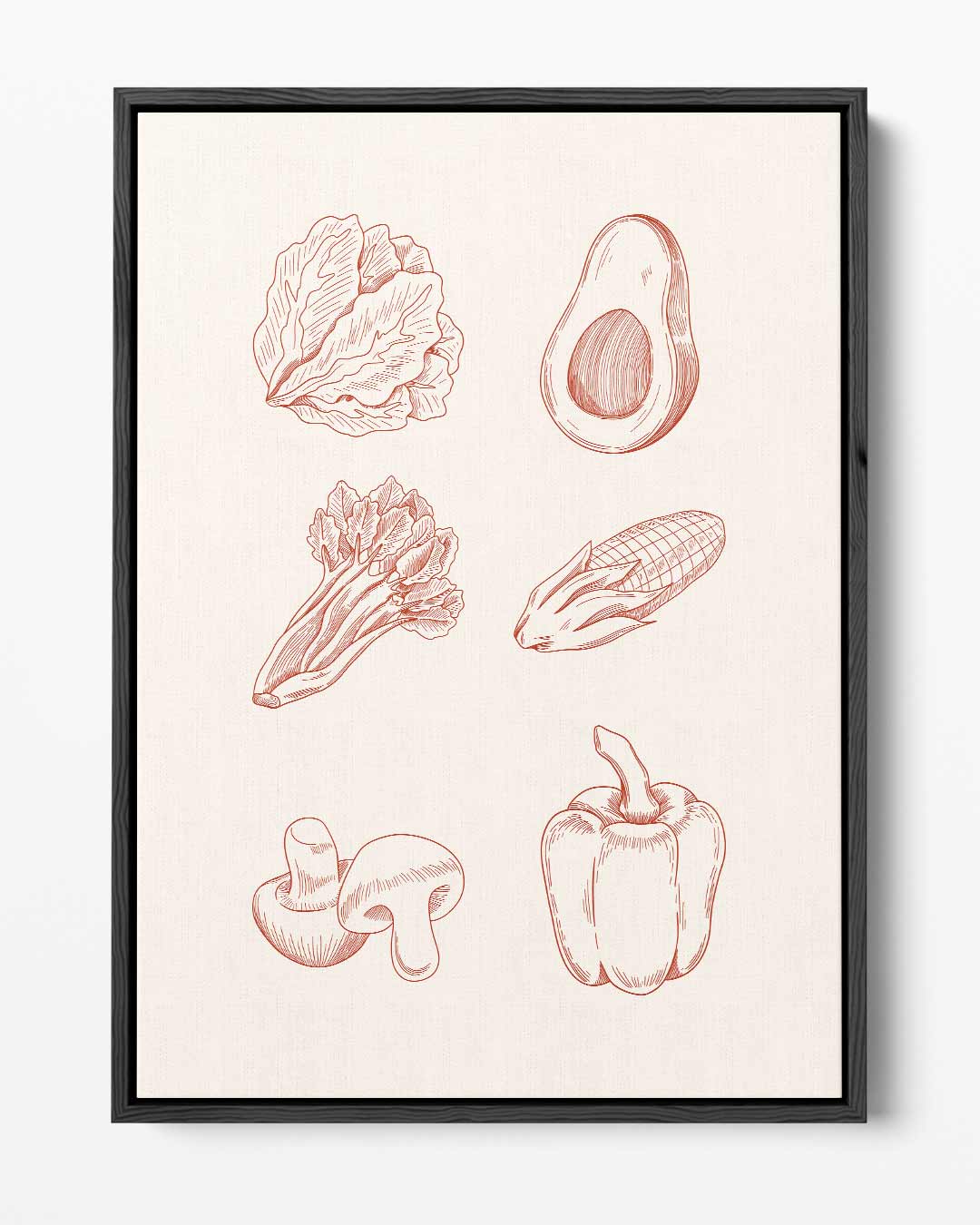 Vintage Groente Illustratie Set – portret kunstwerk als wanddecoratie