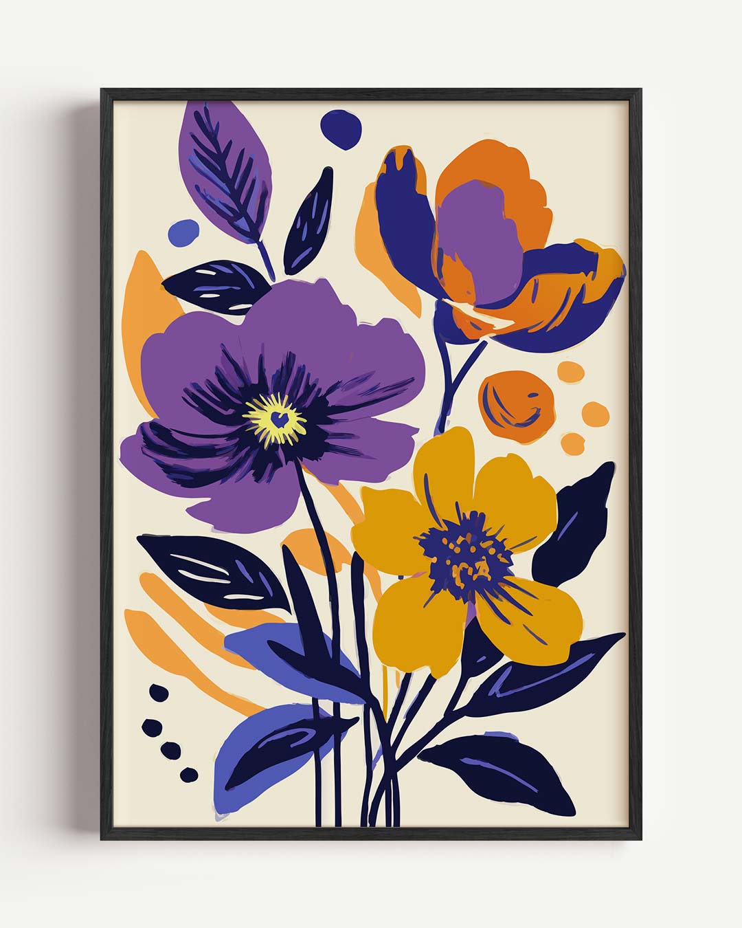 Bloemenpracht in Paars en Oranje – bloemen portret poster als wanddecoratie