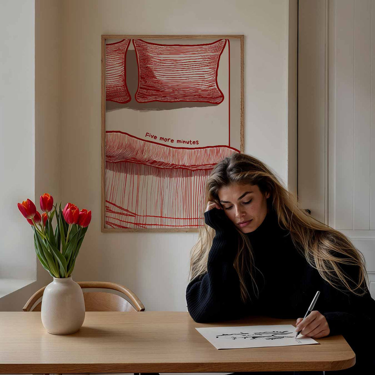 Slaperige Ochtend – staande muurposter met zomerse uitstraling
