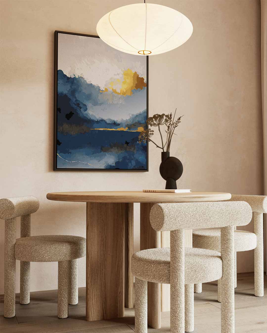 Avondgloren in Abstract – kunstwerk met zwarte baklijst