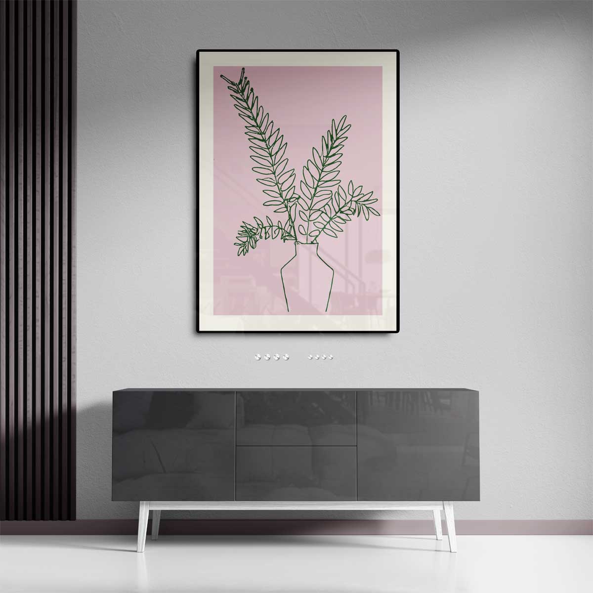 Eenvoudige Botanische Lijntekening – canvas kunstwerk als wanddecoratie