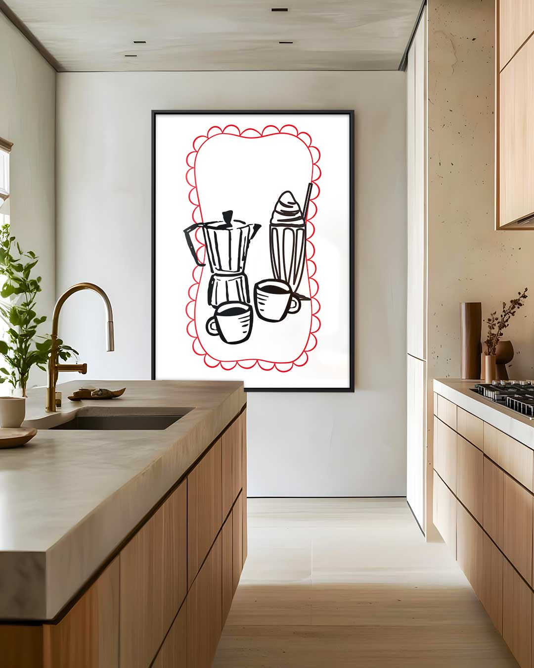 Vintage Koffie & Milkshake Illustratie – staand kunstwerk voor modern interieur