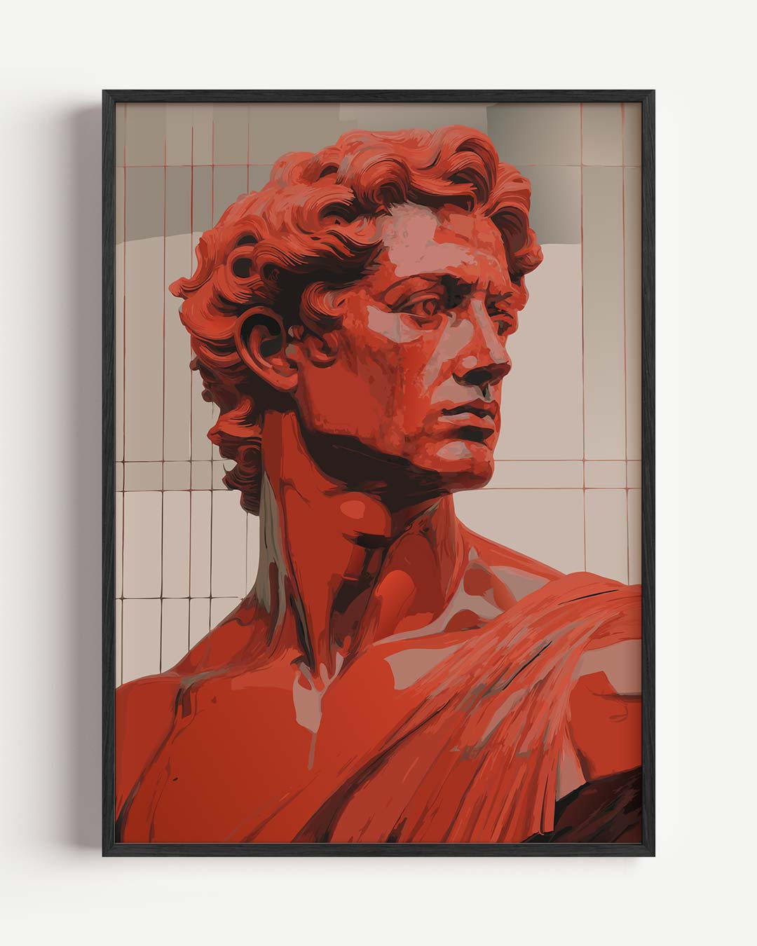 Elegante Rood David Beeld – Popart en Streetart portret poster als wanddecoratie