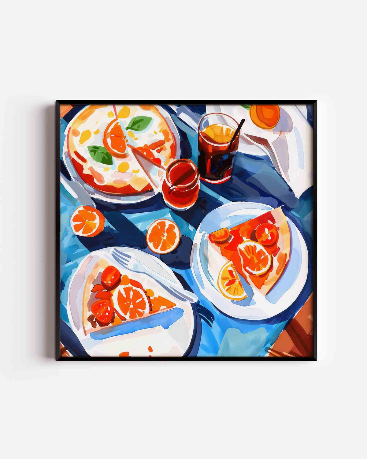 Pizza en citrus – keuken vierkante poster als wanddecoratie