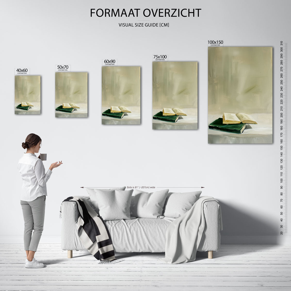 Boeken op tafel – moderne staande wandkunst