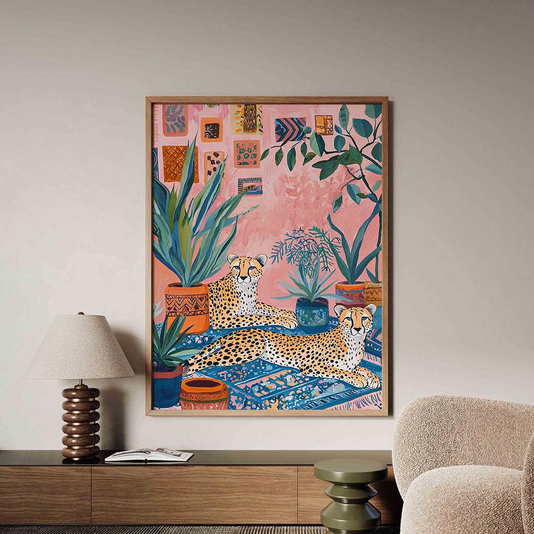 Luipaarden en planten – dieren poster in staand formaat