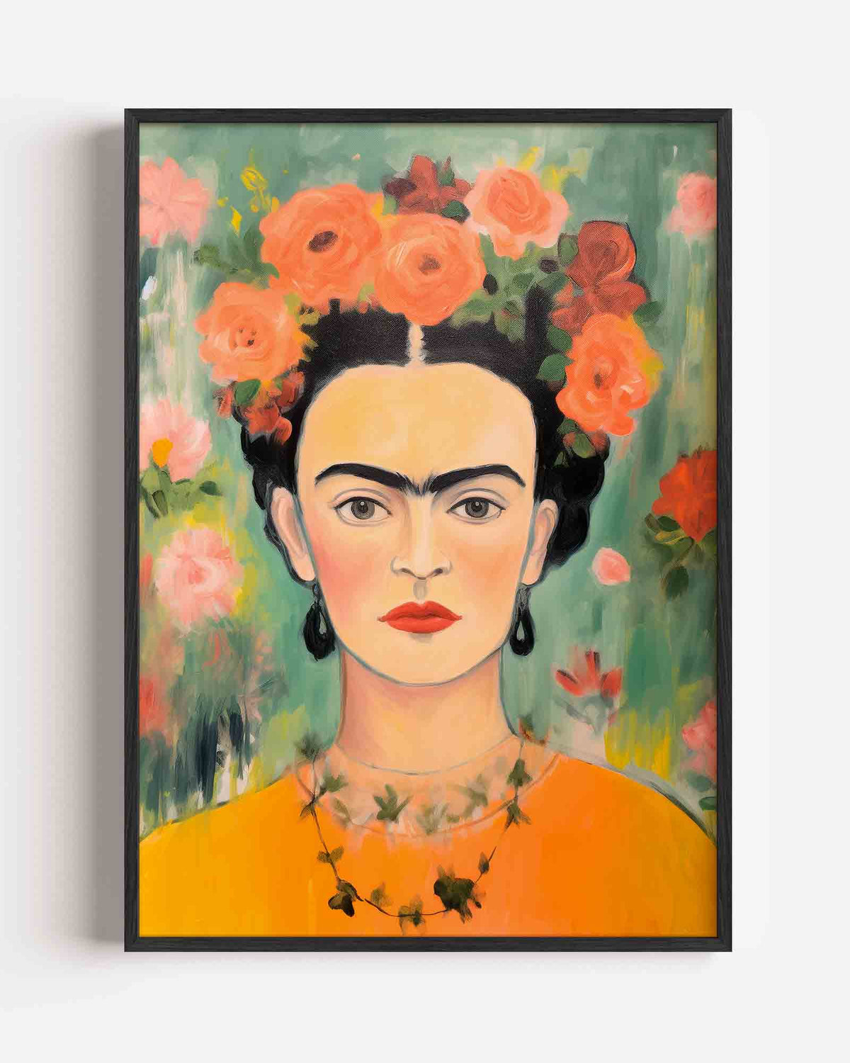 Portret met bloemen – Kunst & Design poster als staande wanddecoratie