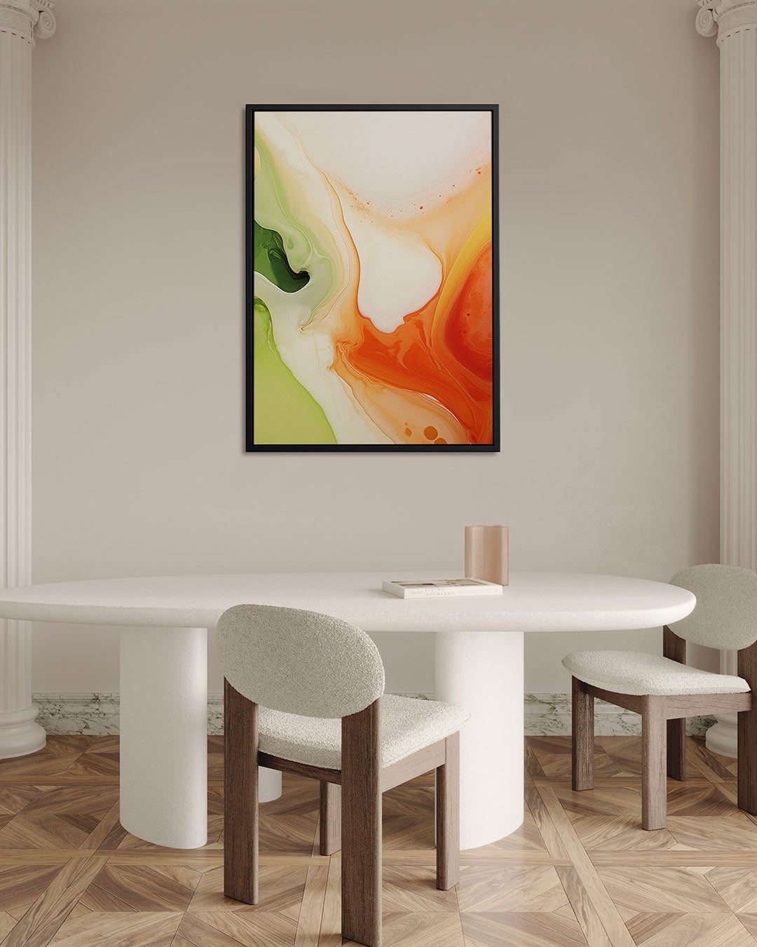 Vloeiende kleurencompositie – Groen – alternatieve weergave van het kunstwerk