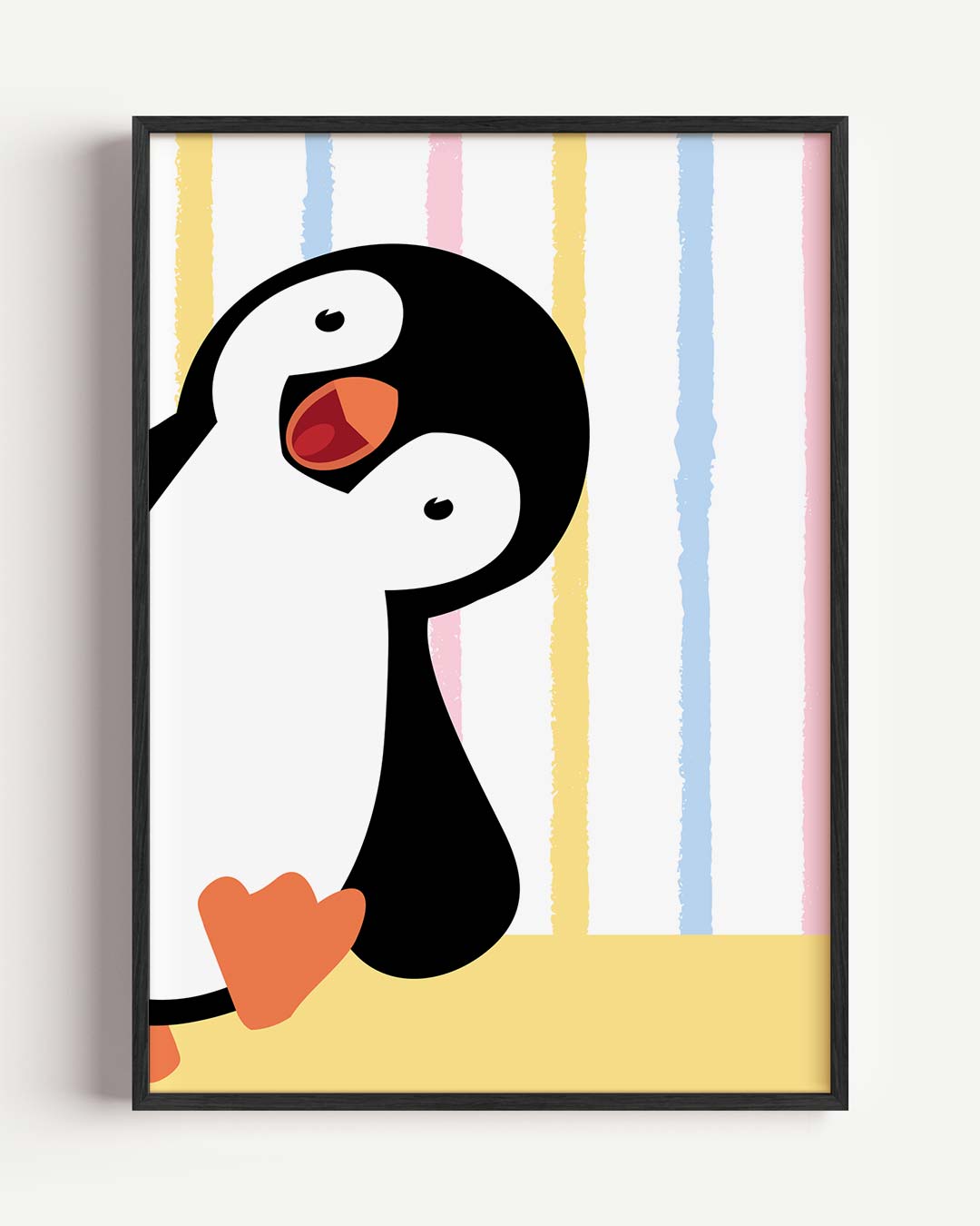 Vrolijke Pinguïn – kids portret poster als wanddecoratie