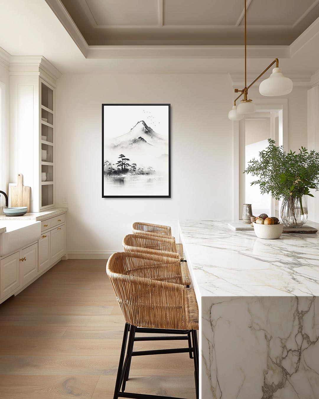 Serene berglandschap – moderne staande wandkunst