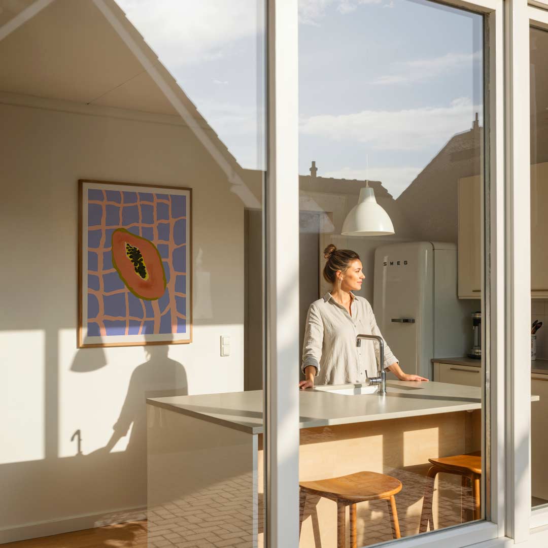 Tropische Papaya Kunstposter – keukenposter in staand formaat