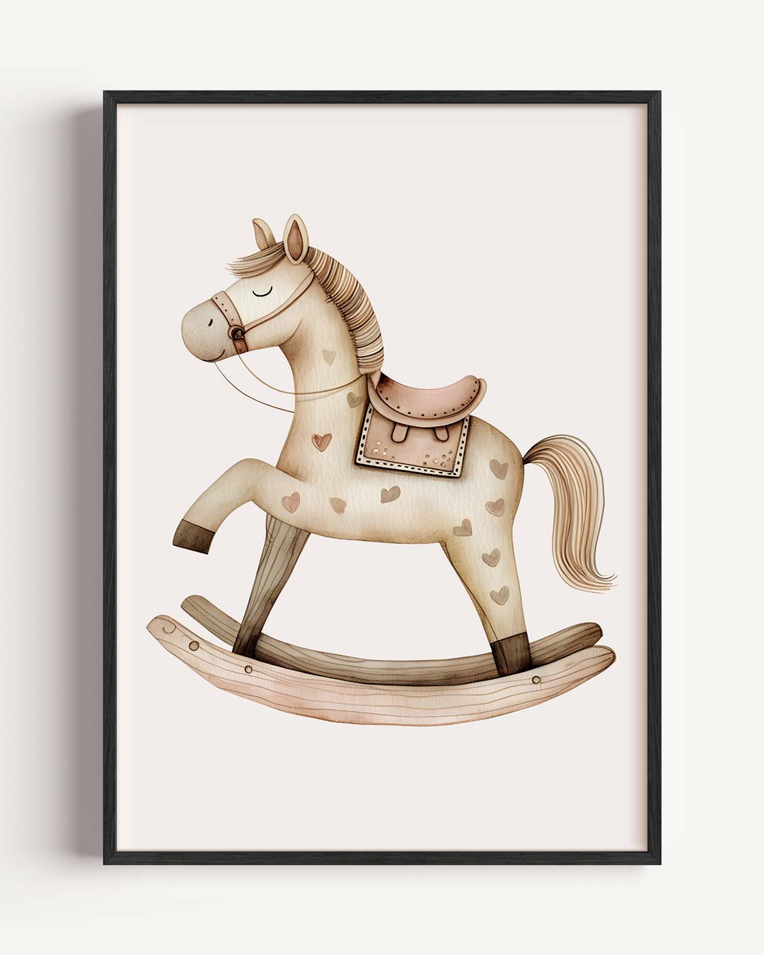 Dromerige Houten Hobbelpaard – kids portret poster als wanddecoratie