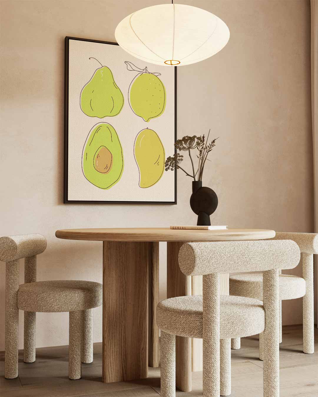 Fruitige Illustratie van Vruchten – canvas wanddecoratie in portret formaat