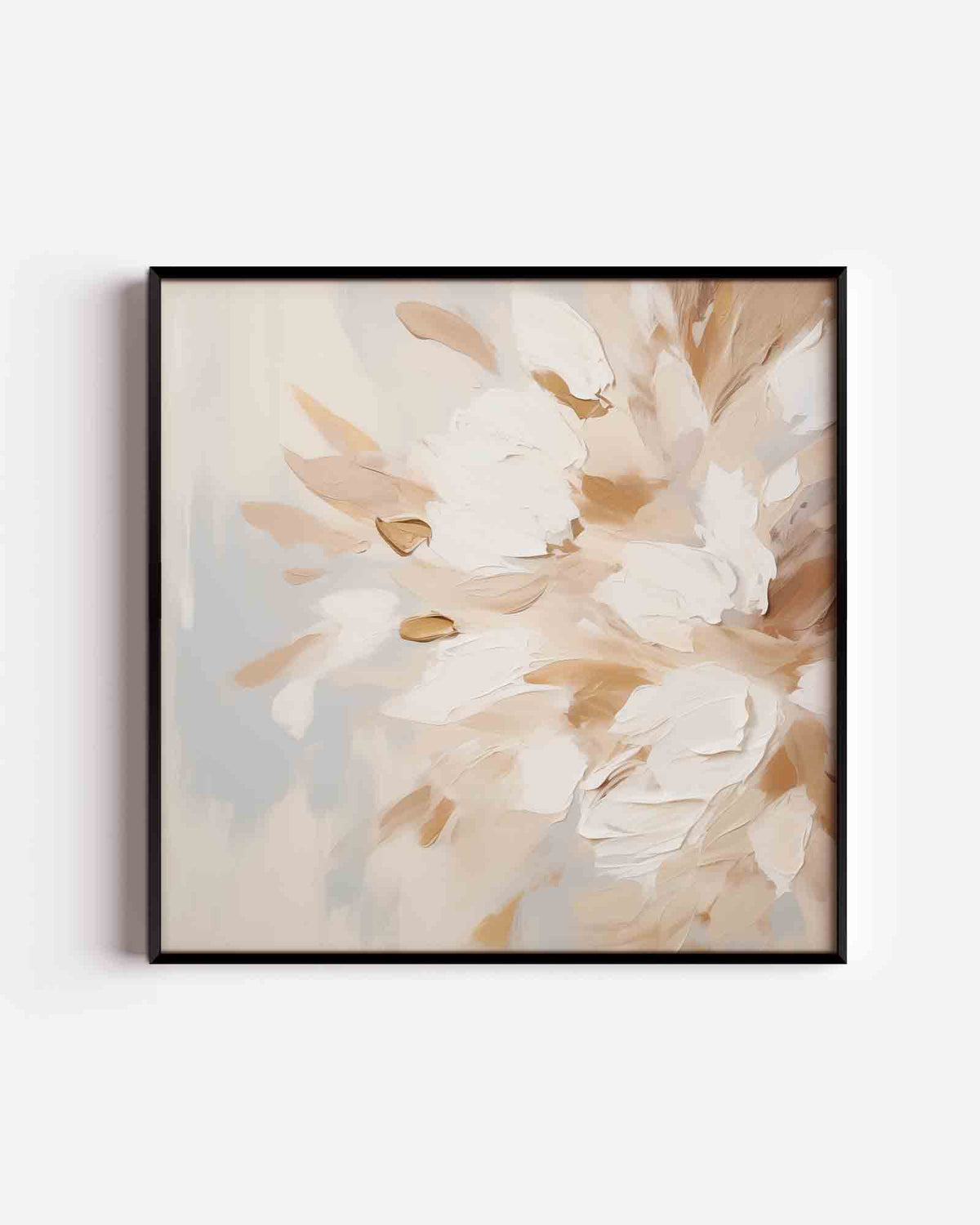 Bloemmotief in beige – abstracte vierkante poster als wanddecoratie
