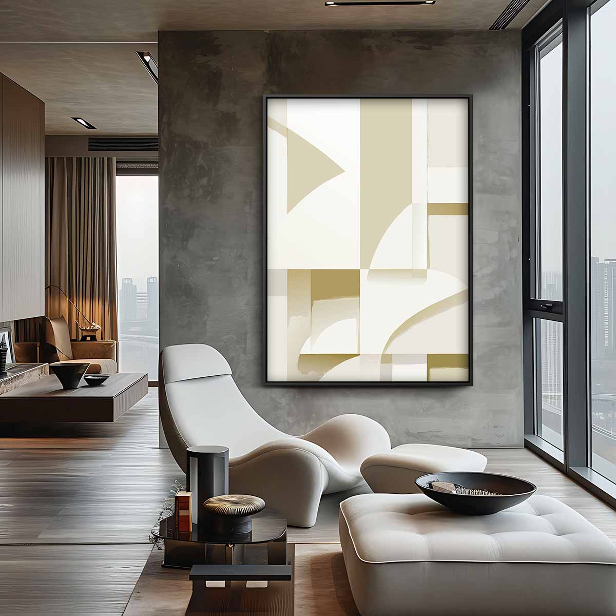 Abstracte Geometrische Compositie – canvas wanddecoratie in portret formaat