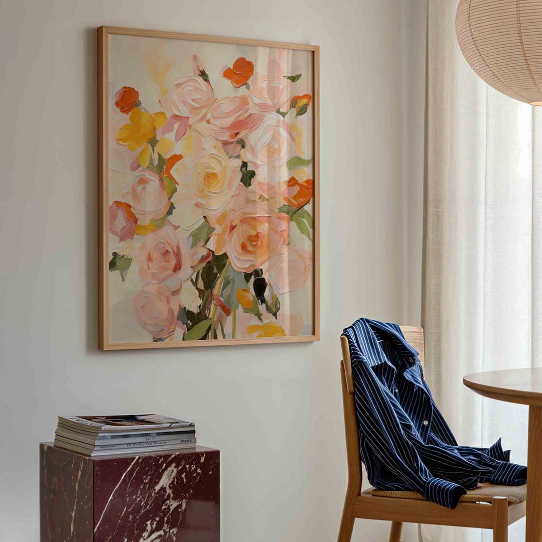 Bloemen in zachte tinten – bloemen poster in staand formaat
