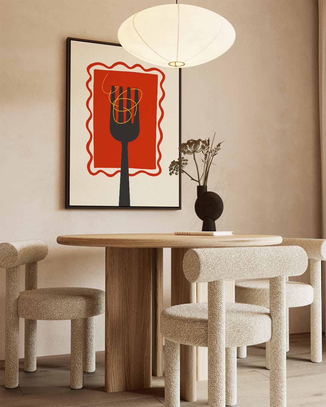 Pasta Fork Delight – canvas wanddecoratie in portret formaat