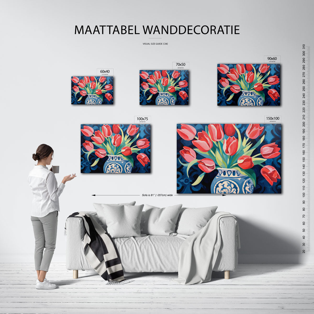 Bloemen in vaas – Modern kunstwerk – kunstwerk op canvas, dibond of plexiglas