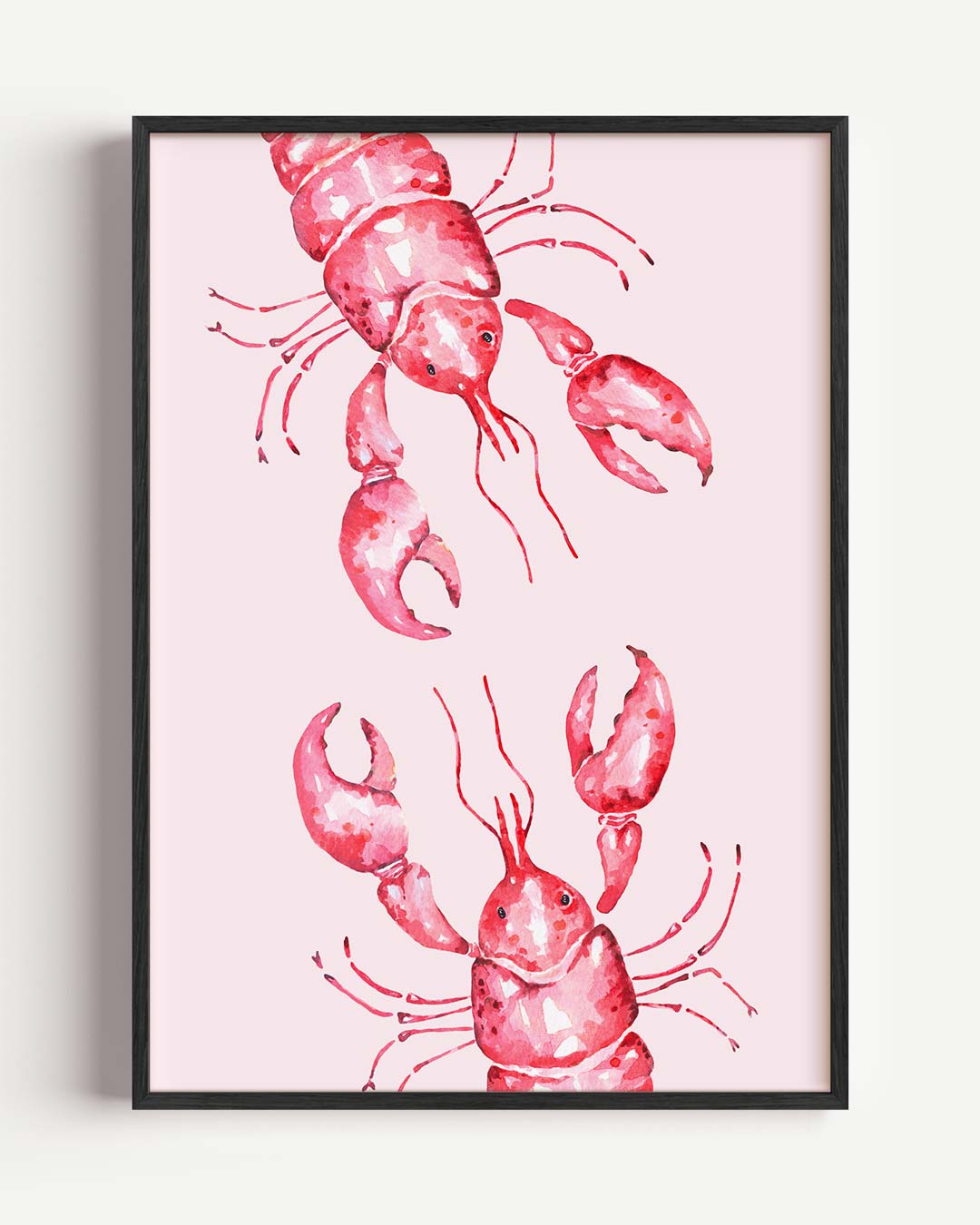Waterverf Kreeften – dieren portret poster als wanddecoratie