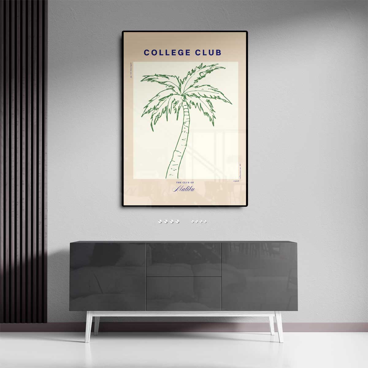 College Club Palmboom Art Print – dibond kunstwerk als wanddecoratie