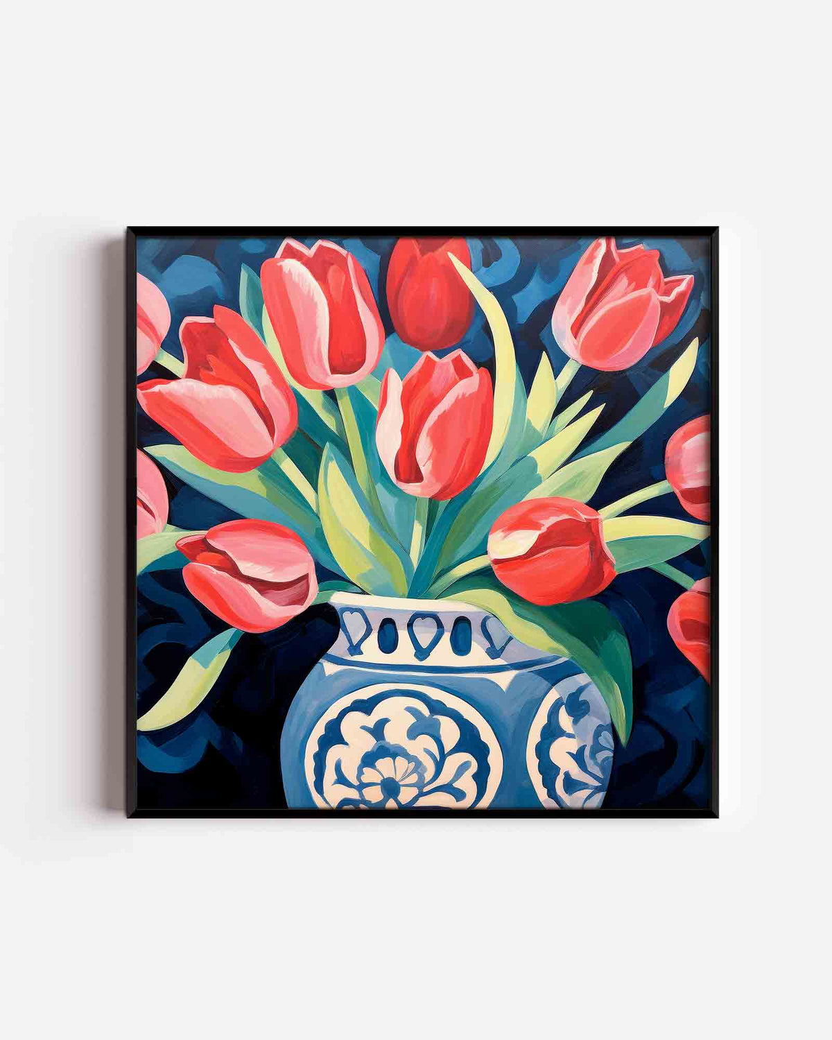 Tulpen in vaas – vierkante poster met kleur en vormen als wanddecoratie