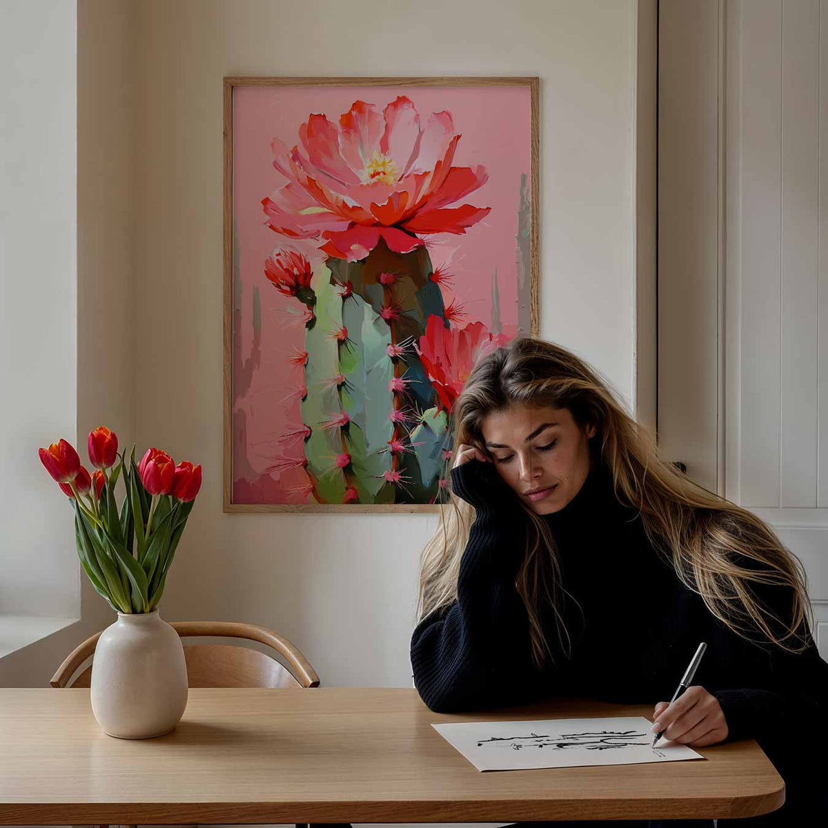 Bloeiende Cactus Kunstposter – paasposter in staand formaat
