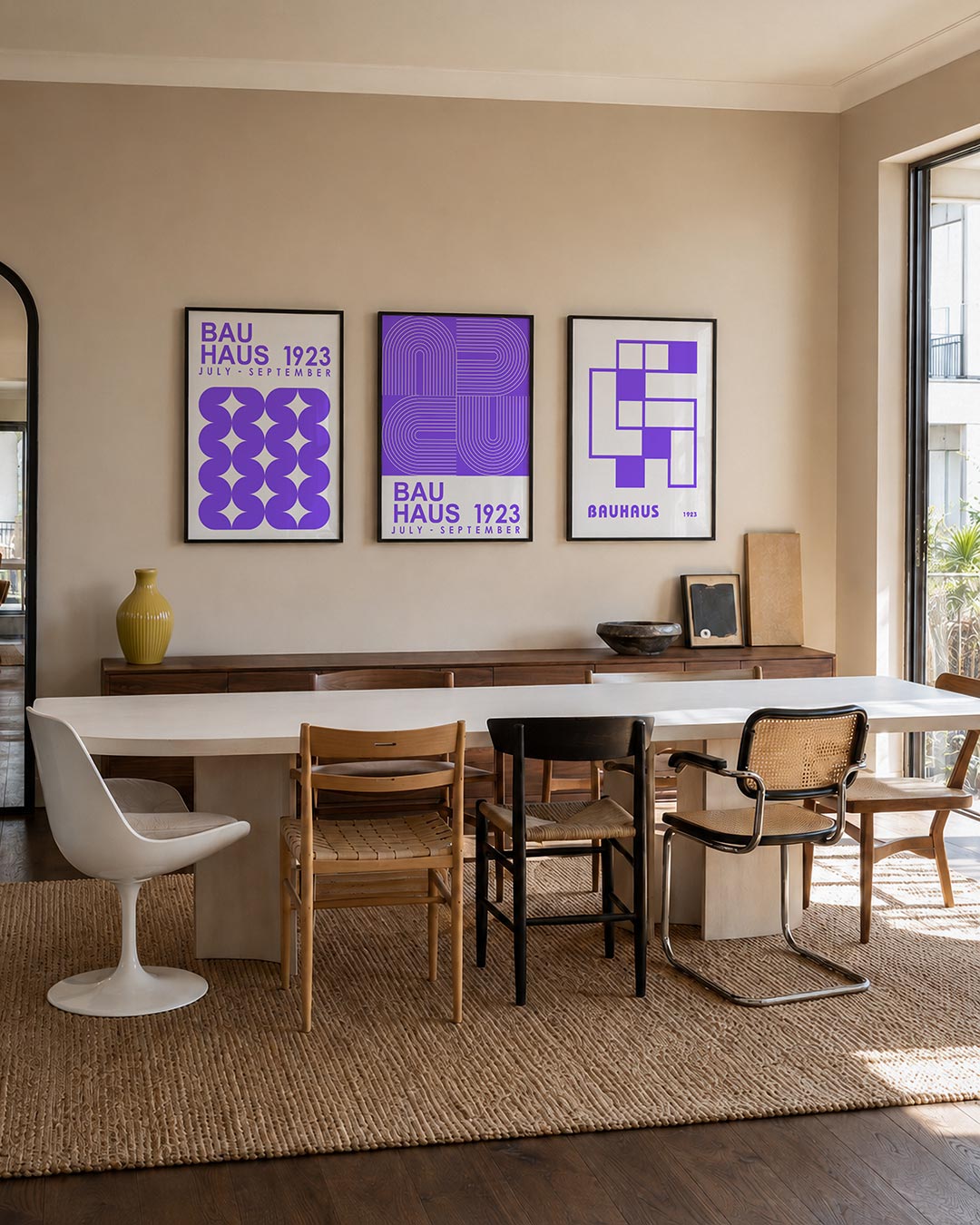 Vorm en kleur driedelige posterset – deze posterset in drie delen toont een speelse combinatie