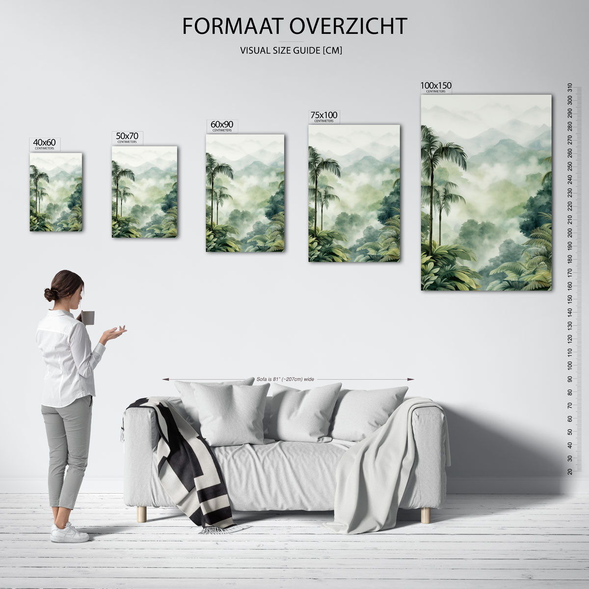 Tropisch boslandschap – staand wanddecoratie kunstwerk