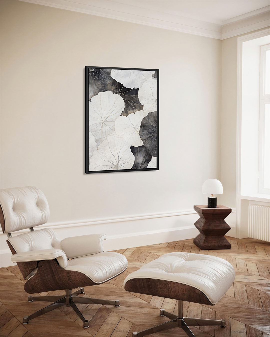 Bladvormen en lijnen – staand wanddecoratie kunstwerk