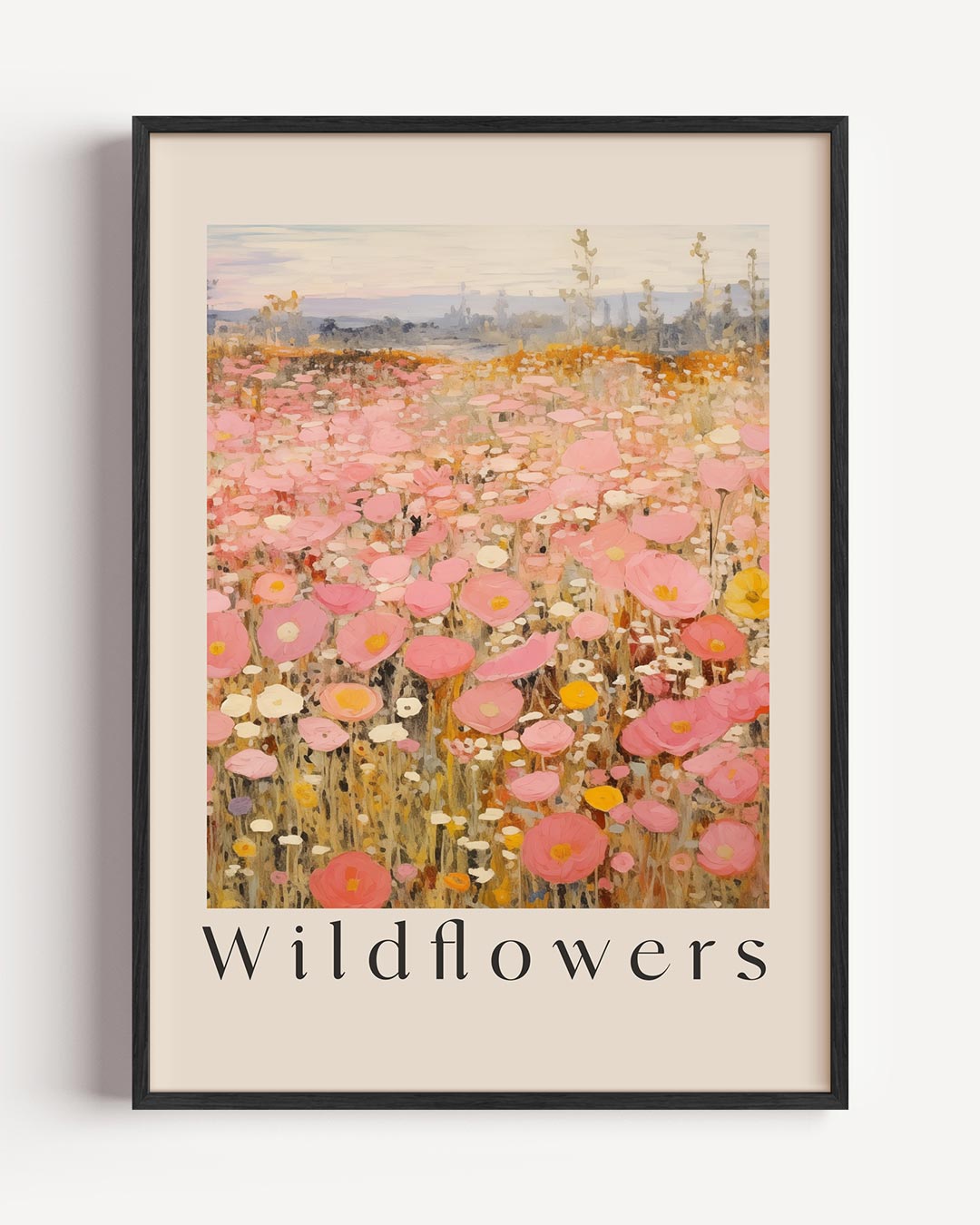 Veld met Wilde Bloemen – typografie portret poster als wanddecoratie