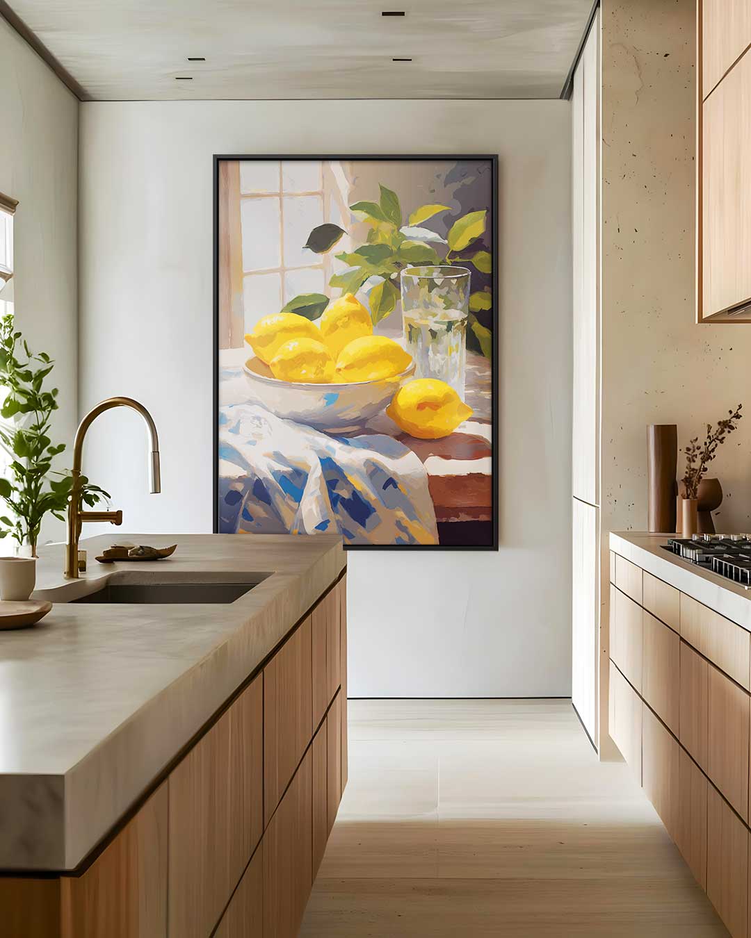 Zonnige Citroenen – staand kunstwerk voor modern interieur