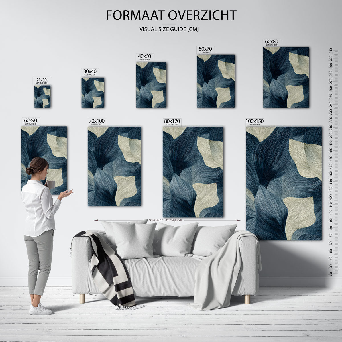 Bladmotief – staande muurposter met abstracte vormen