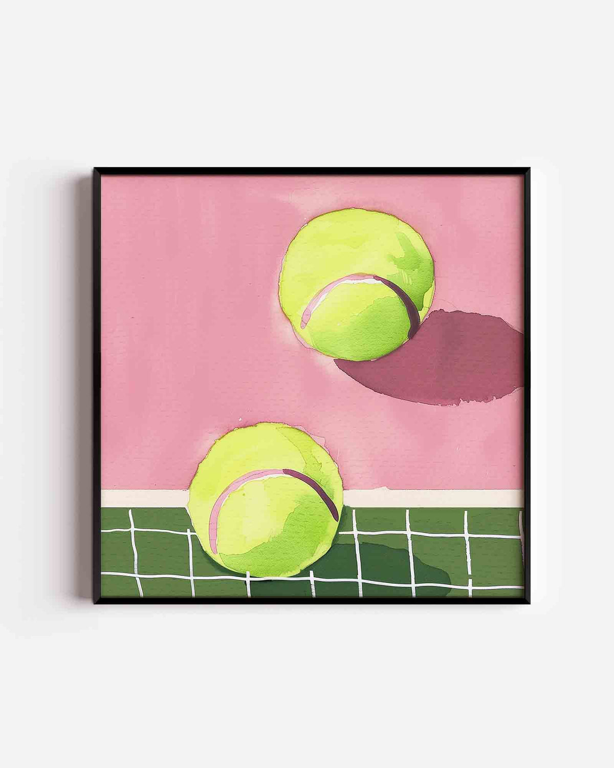 Tennisballen en net – vierkante poster met kleur en vormen als wanddecoratie