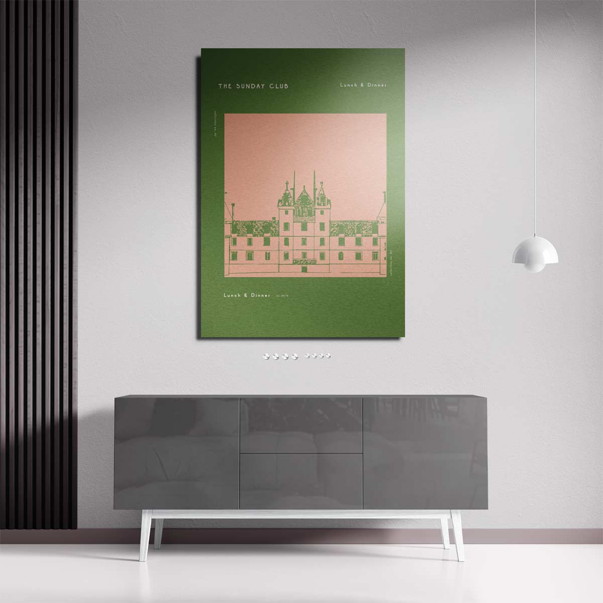 The Sunday Club Menu Illustratie – staande wandkunst voor woonkamer of interieur