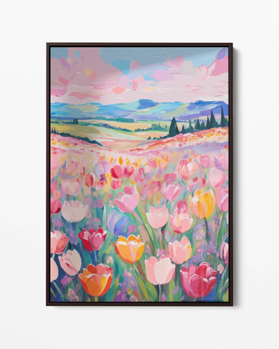 Kleurrijke Tulpenvelden – portret kunstwerk als wanddecoratie