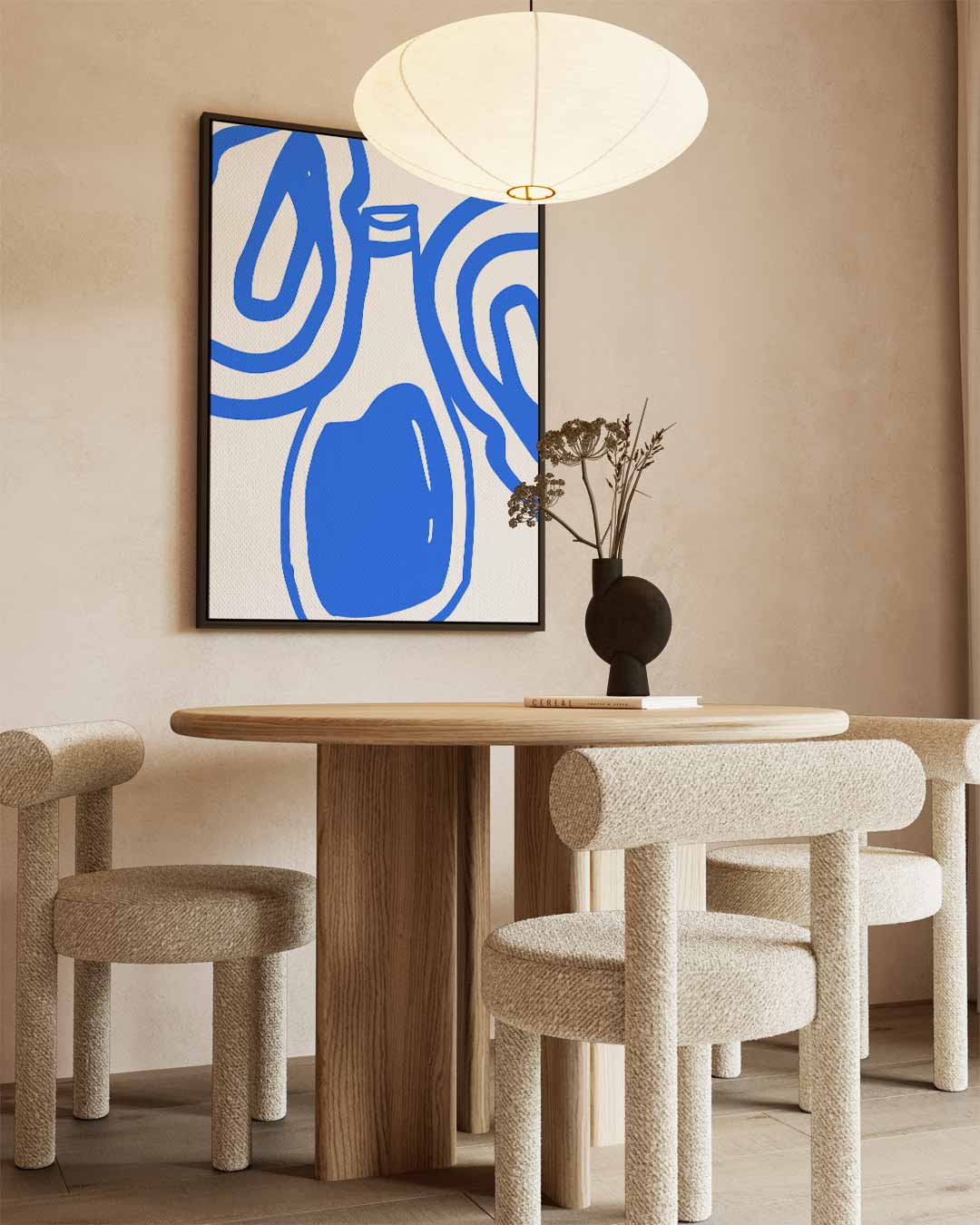 Stijlvolle Blauwe Abstractie – canvas wanddecoratie in portret formaat