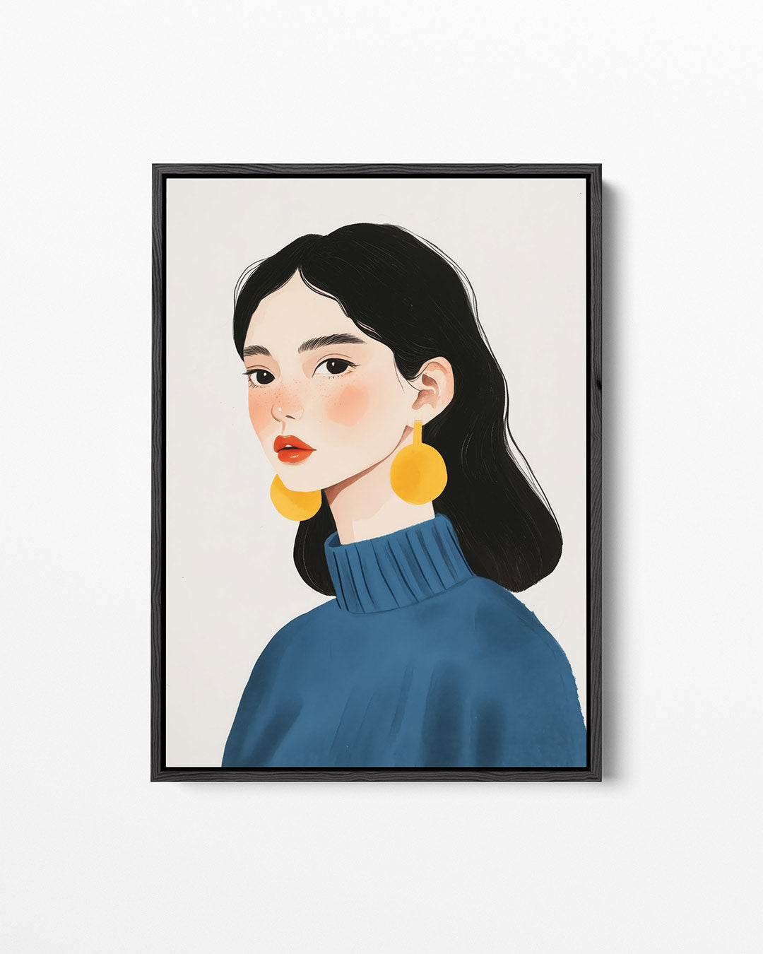 Portret met geometrische accenten – staand wanddecoratie kunstwerk