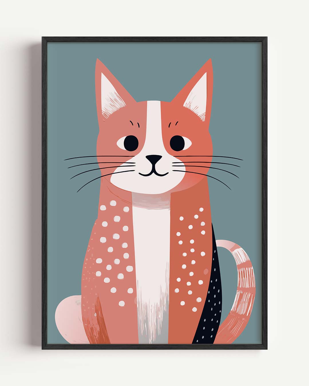 Schattige Kat Illustratie – dieren portret poster als wanddecoratie