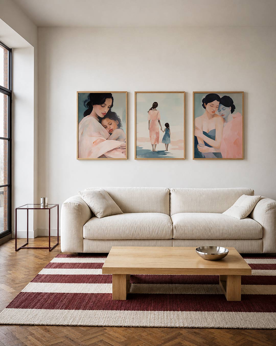 Abstract driedelige posterset – een abstracte posterset met donkere tinten en een rustige