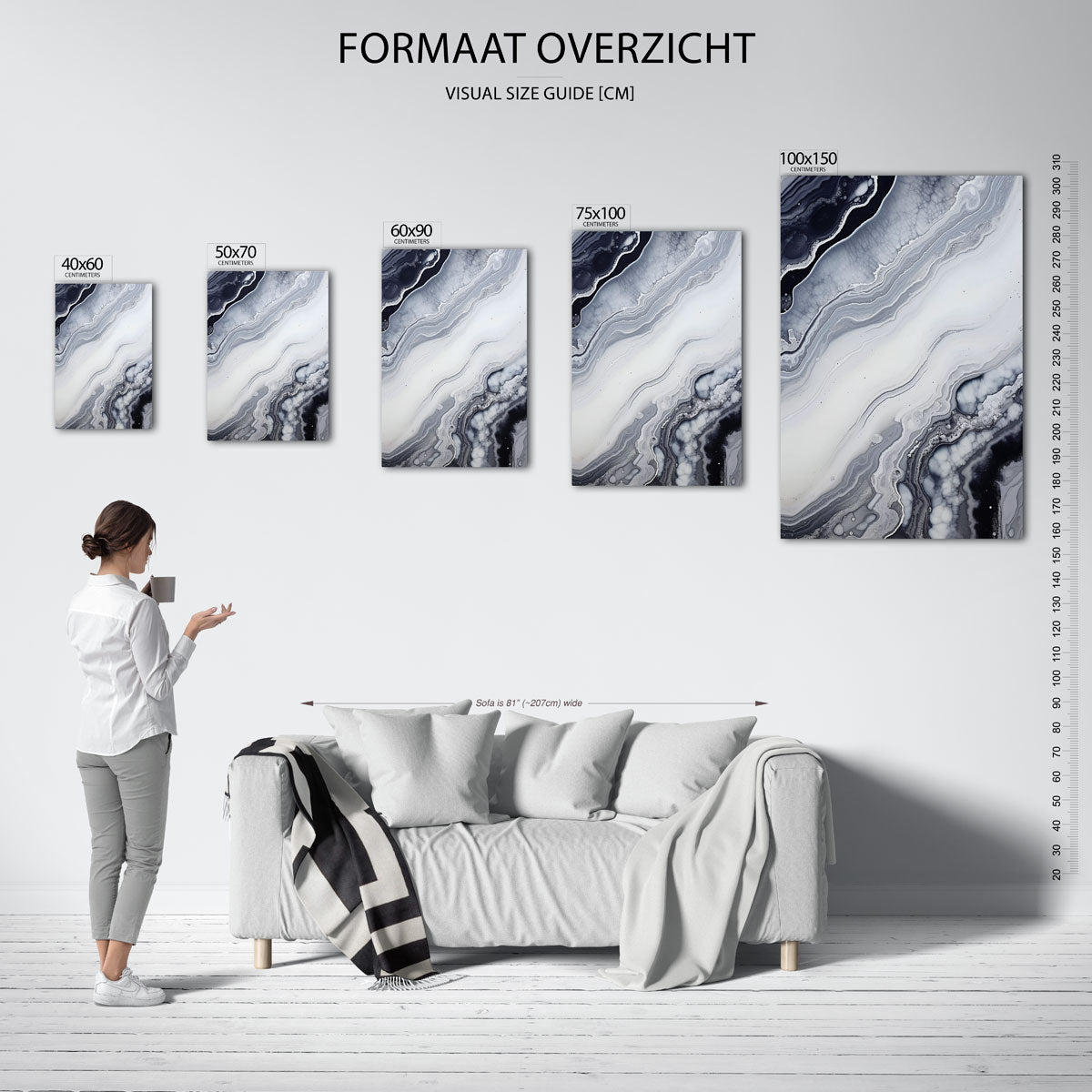 Organische lijnen – staand wanddecoratie kunstwerk