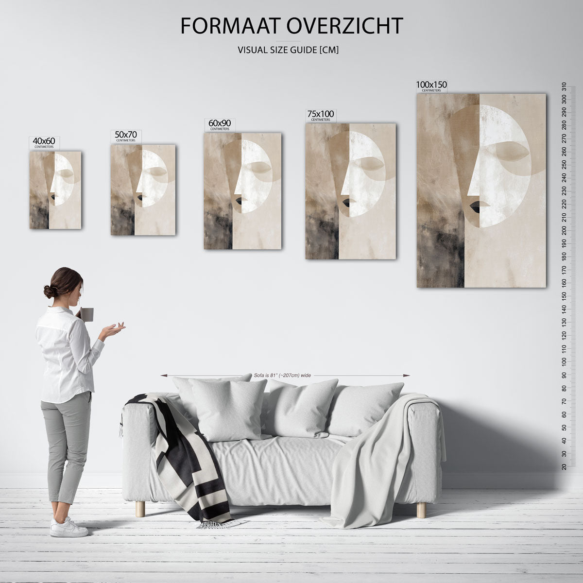 Geometrisch portret – staande wanddecoratie van WallArtistic