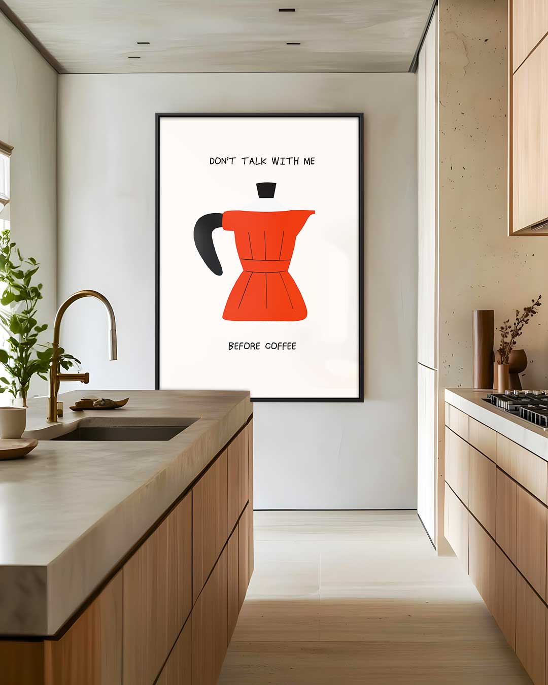 Humoristisch Koffie Kunstwerk – staand kunstwerk voor modern interieur