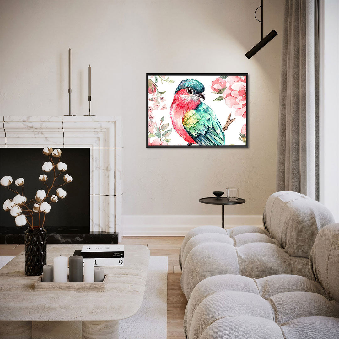 Vogels en bloemen – liggende wanddecoratie
