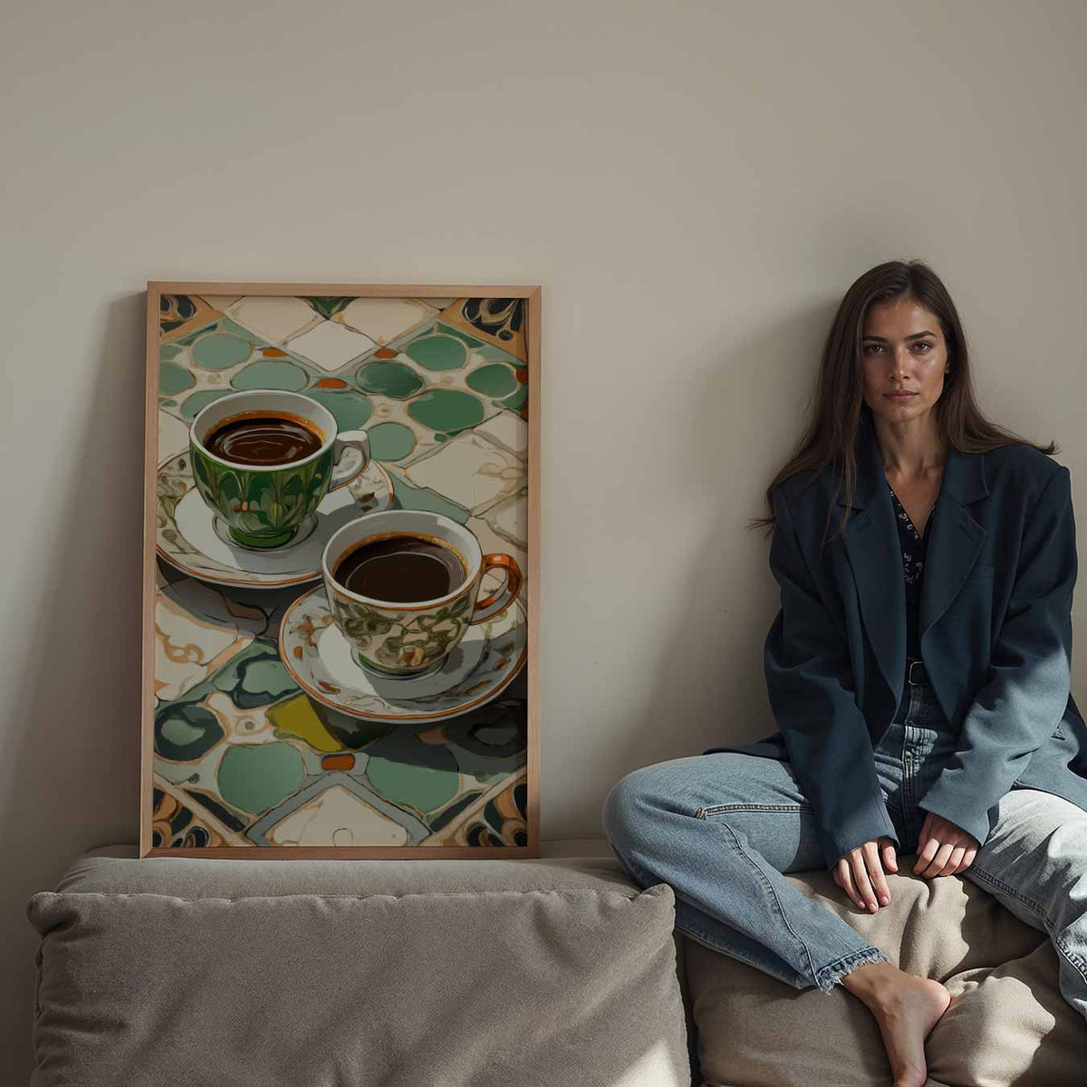 Kleurrijke Koffie Momenten – staande keuken wanddecoratie van WallArtistic