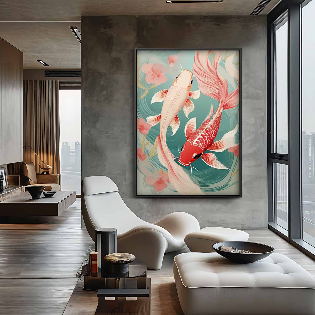 Elegant Koi Vissen Kunstwerk – plexiglas kunstwerk als wanddecoratie