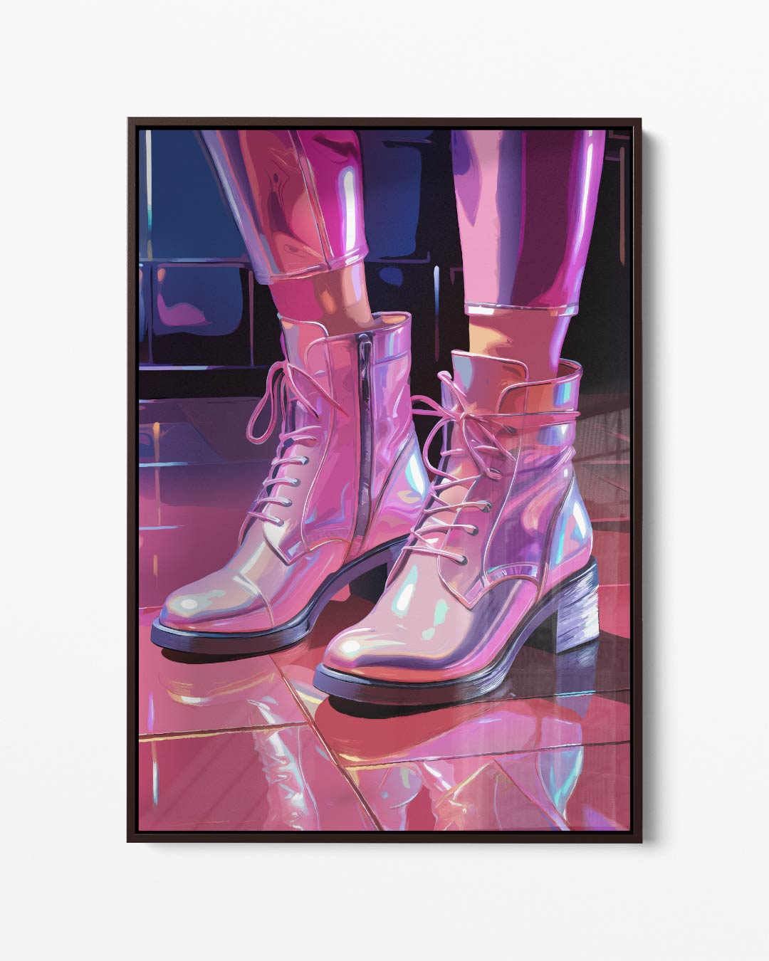 Sprankelende Laarzen in de Spotlight – portret kunstwerk als wanddecoratie