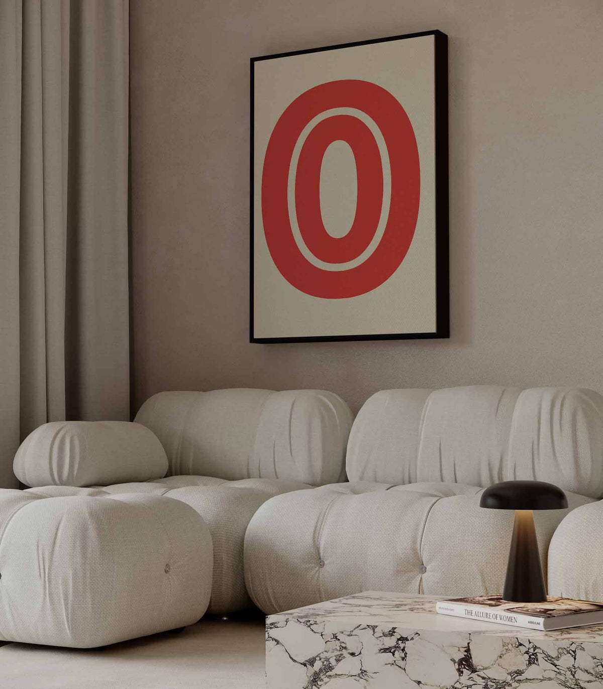 Retro Stijlvolle Rode O – staande wandkunst voor woonkamer of interieur