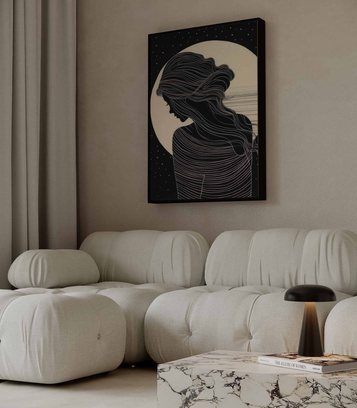 Mysterieuze Nachtsilhouette – plexiglas wanddecoratie in portret formaat