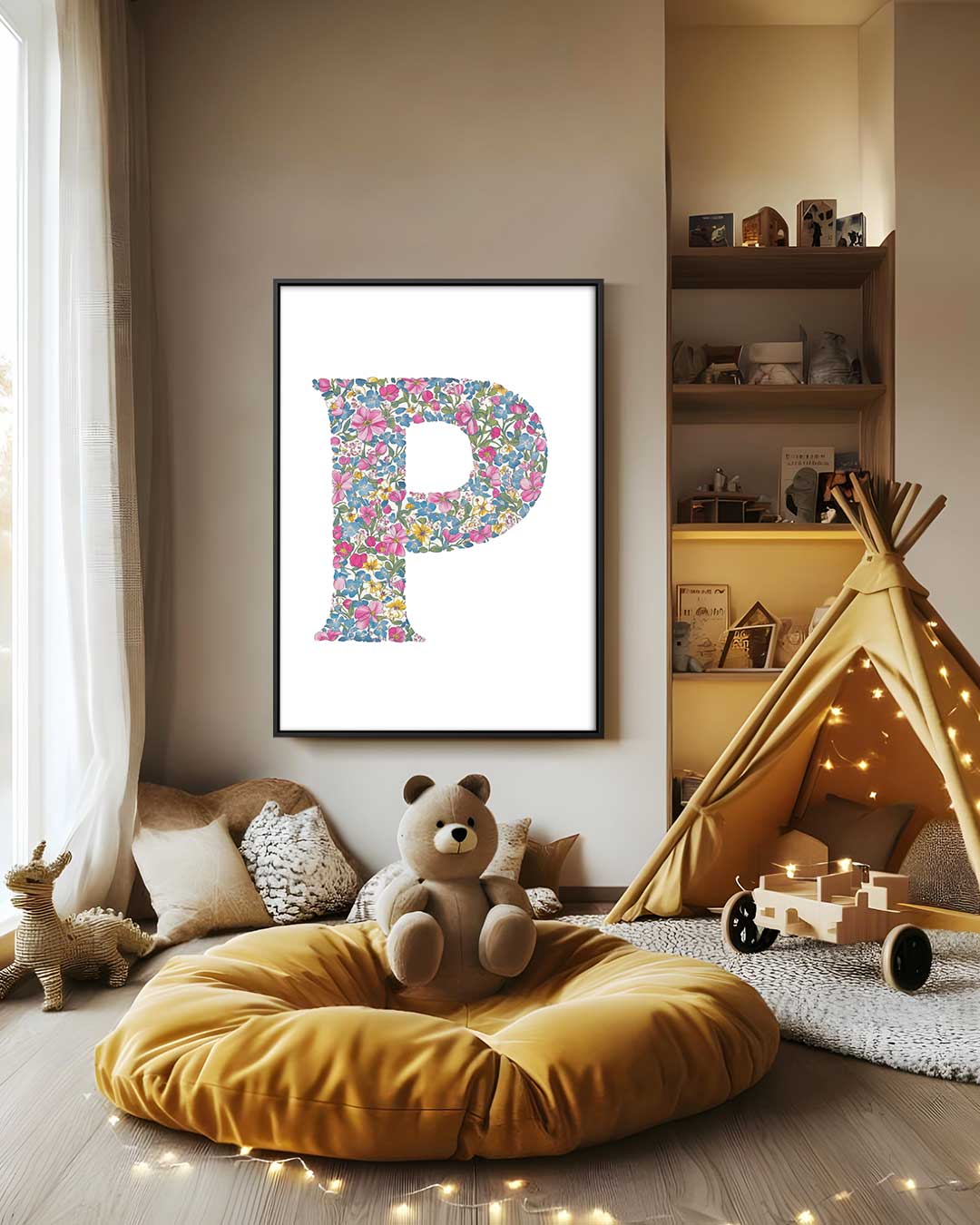 Bloemenpracht Letter P – staand kunstwerk voor modern interieur