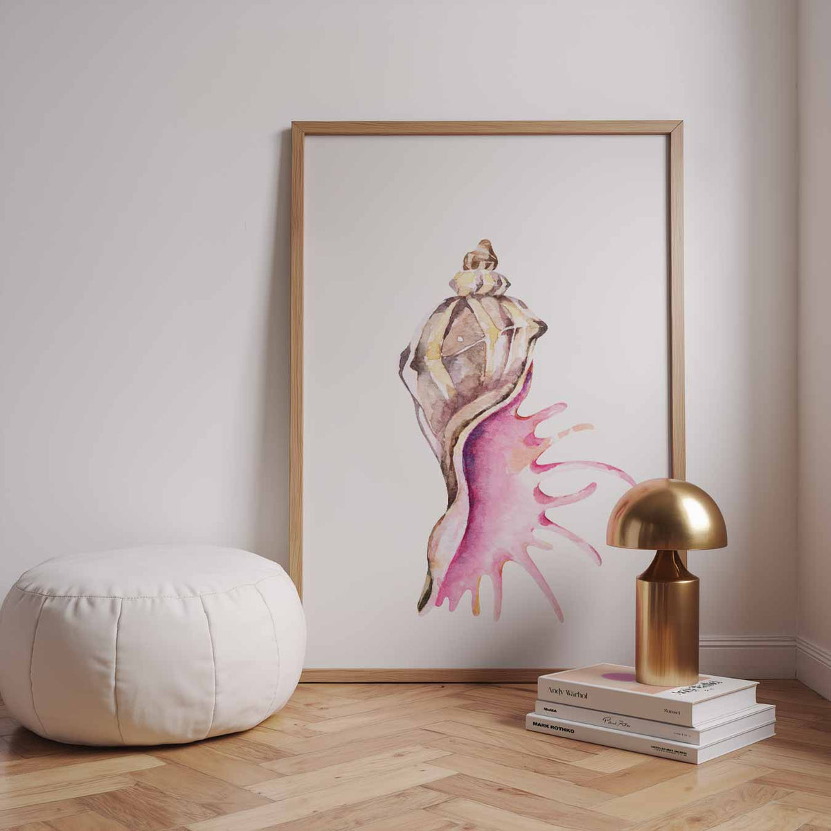 Strand Schelp Aquarel – dierenillustratie als portret poster